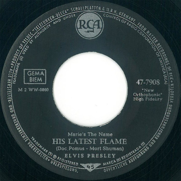 Cover zu Elvis Presley - Little Sister / His Latest Flame | 1961 | Vinyl, 45 RPM, 7