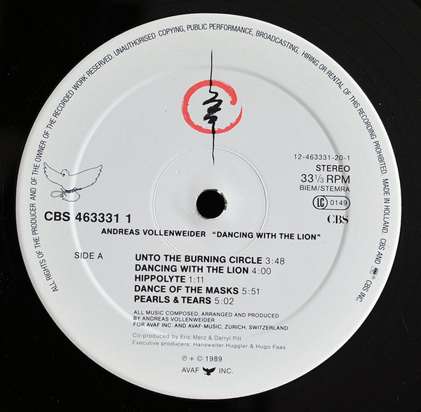 Cover zu Andreas Vollenweider - Dancing With The Lion | Vinyl, LP, Album, Stereo | Electronic, Rock | Europe