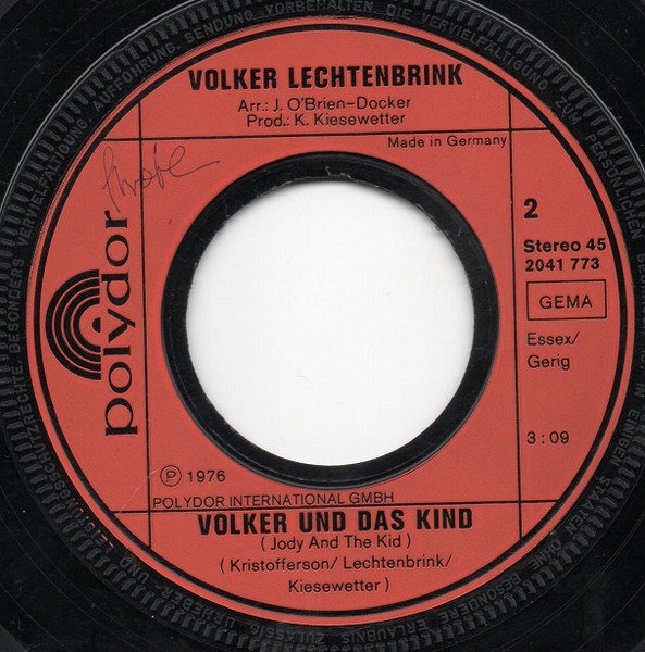 Cover zu Volker Lechtenbrink - Junge, Laß' Die Flasche Steh'n | 1976 | Vinyl, Stereo, 45 RPM, 7