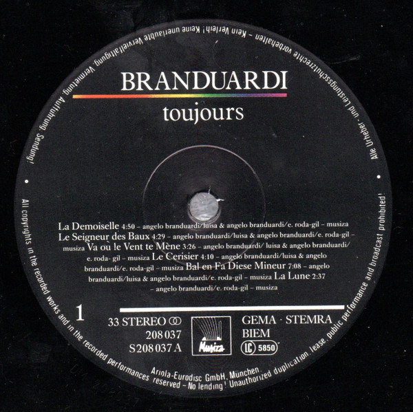 Cover zu Angelo Branduardi - Toujours | 1986 | Vinyl, LP, Compilation | Rock, Pop | Europe