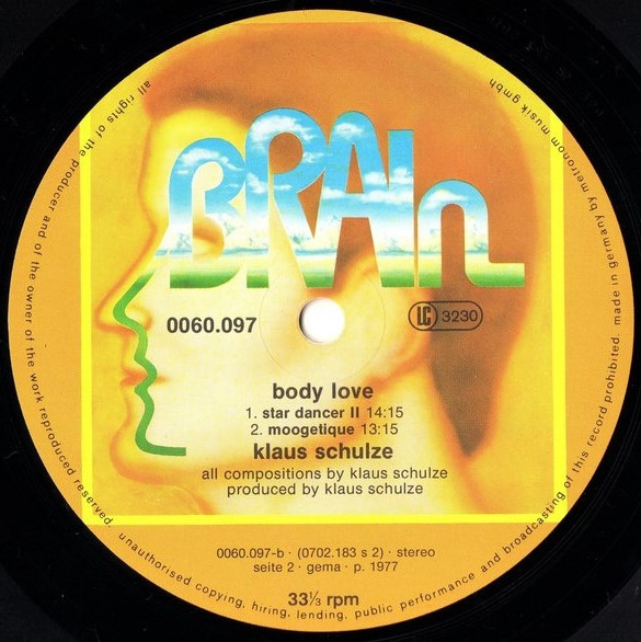 Cover zu Klaus Schulze - Body Love Vol.2 | 1977 | Vinyl, LP, Album, Stereo | Electronic, Stage & Screen | Germany