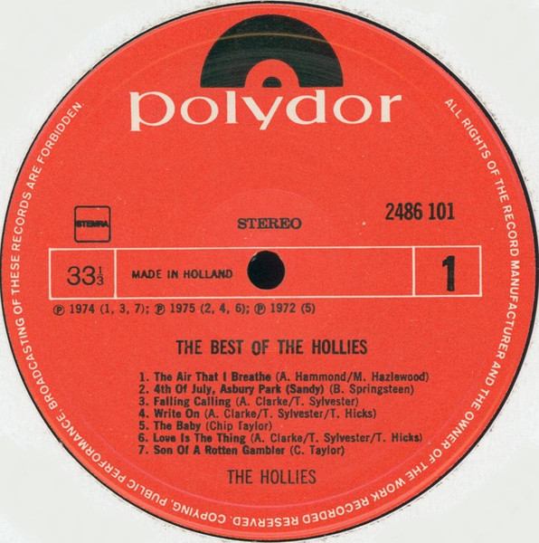 Cover zu The Hollies - The Best Of The Hollies | 1977 | Vinyl, LP, Compilation | Rock | Netherlands
