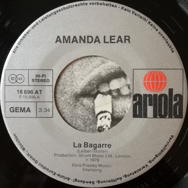 Cover zu Amanda Lear - La Bagarre | 1976 | Vinyl, 45 RPM, 7