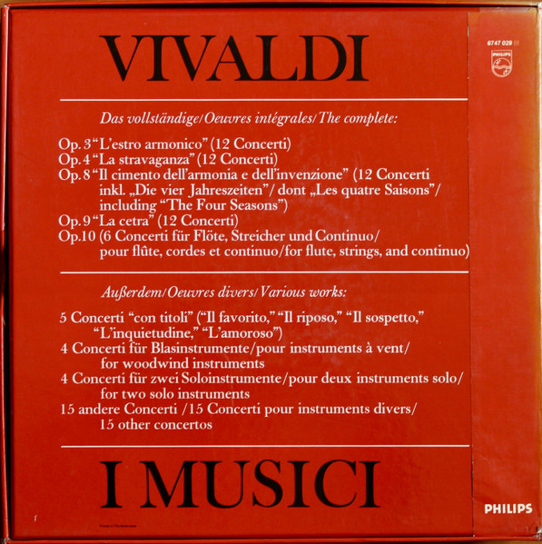 Cover zu Antonio Vivaldi, I Musici - Vivaldi | Vinyl, LP, Compilation, Box Set | Classical | Netherlands