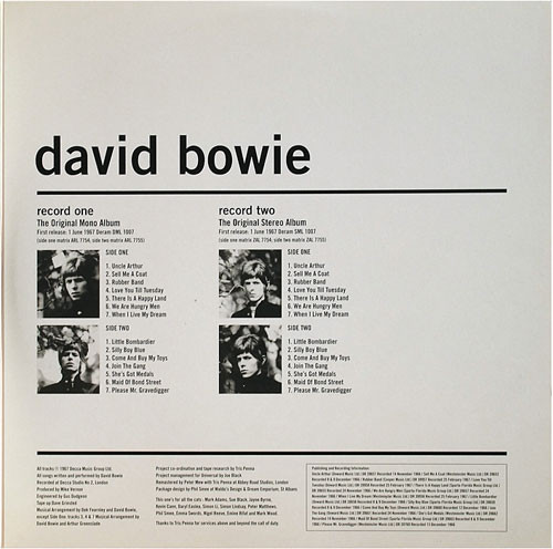 Cover zu David Bowie - David Bowie | 2010 | Vinyl, LP, Album, Stereo, Reissue, Remastered, All Media, Mono, RE, RM, 180 + LP | Rock | Europe