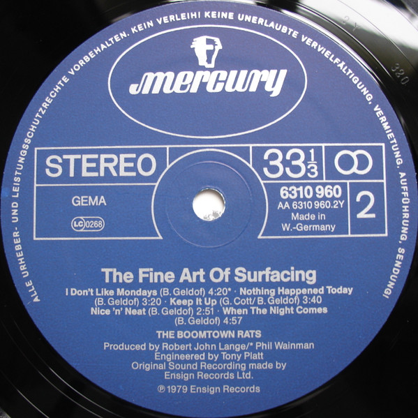 Cover zu The Boomtown Rats - The Fine Art Of Surfacing | 1979 | Vinyl, LP, Album, Stereo | Rock | Germany