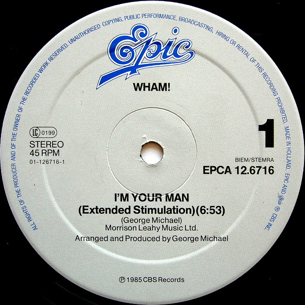 Cover zu Wham! - I'm Your Man | 1985 | Vinyl, Stereo, 12