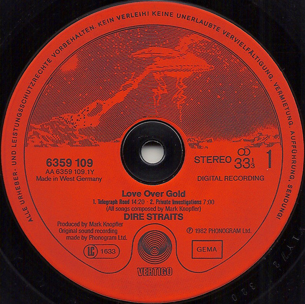 Cover zu Dire Straits - Love Over Gold | 1983 | Vinyl, LP, Album, Stereo, Reissue | Rock | Germany