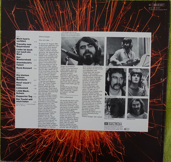 Cover zu Alfons Greger - Geistesblitze | 1979 | Vinyl, LP, Album, Stereo | Rock, Folk, World, & Country | Germany