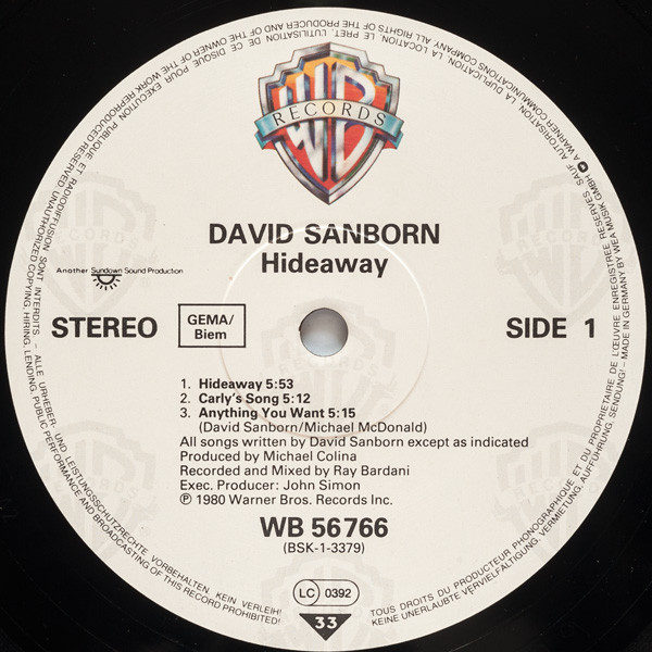 Cover zu David Sanborn - Hideaway | Vinyl | Jazz | Europe