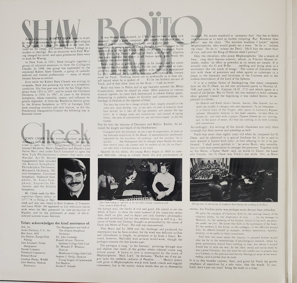 Cover zu Arrigo Boito, Giuseppe Verdi, Robert Shaw, Atlanta Symphony Orchestra And Atlanta Symphony Chorus, John Cheek, The Young Singers Of Callanwolde, The Morehouse-Spelman Chorus - Prologue To Me