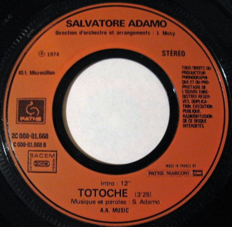 Cover zu Adamo - Italiano | 1974 | Vinyl, 45 RPM, 7