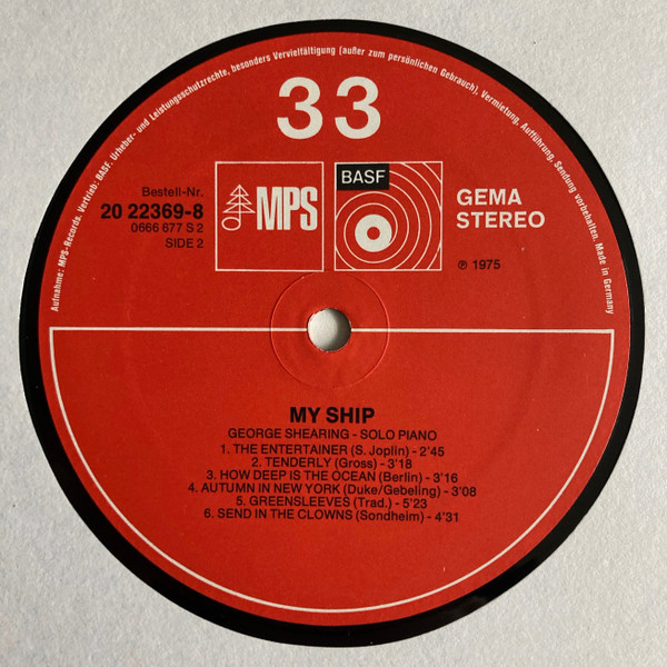 Cover zu George Shearing - My Ship | 1975 | Vinyl, LP | Jazz | Germany