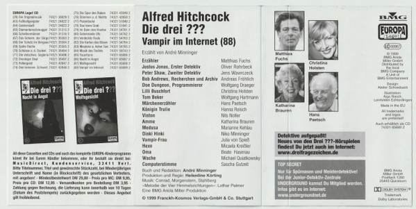 Cover zu André Minninger - Die Drei ??? 88 - Vampir Im Internet | 1999 | Cassette, Stereo | Non-Music | Germany