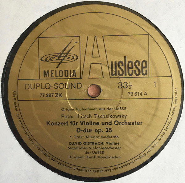 Cover zu Pyotr Ilyich Tchaikovsky / David Oistrach, Kiril Kondrashin, Russian State Symphony Orchestra - Violinkonzert | Vinyl, LP | Classical | Germany