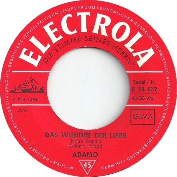 Cover zu Adamo - Das Wunder Der Liebe / Die Geschenke Für Dich | 1967 | Vinyl, 45 RPM, 7