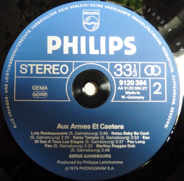 Cover zu Serge Gainsbourg - Aux Armes Et Caetera | 1979 | Vinyl, LP, Album | Reggae | Germany