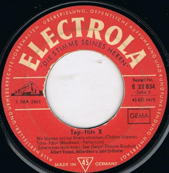 Cover zu Albert Vossen Und Sein Orchester - Top-Hits 10 | 1964 | Vinyl, 45 RPM, 7
