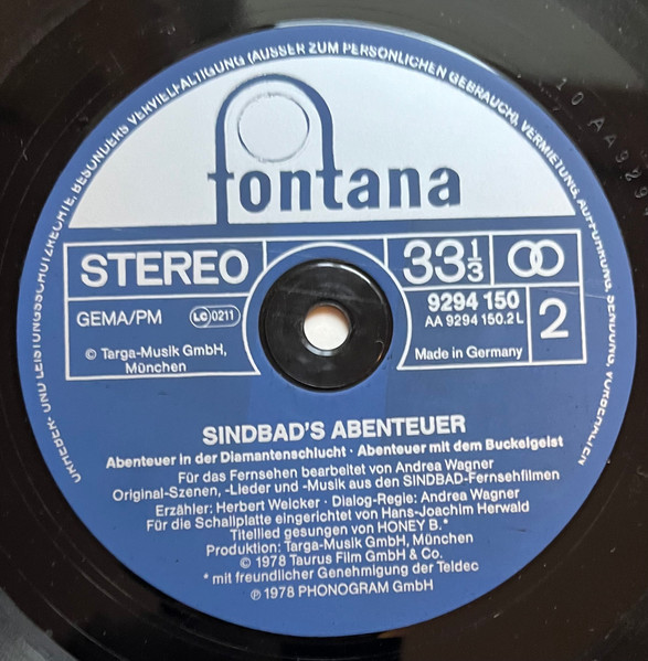 Cover zu Andrea Wagner - Sindbad's Abenteuer: 1. Folge | 1978 | Vinyl, LP | Non-Music, Children's | Germany