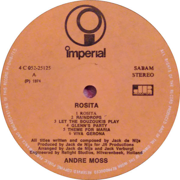 Cover zu André Moss - Rosita | 1974 | Vinyl, LP, Album | Pop | Belgium
