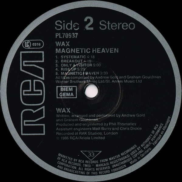Cover zu Wax (6) - Magnetic Heaven | 1986 | Vinyl, LP, Album | Electronic | Europe