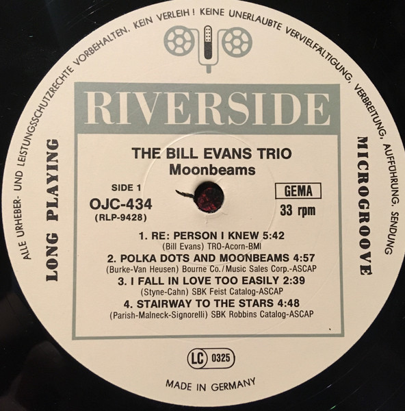 Cover zu The Bill Evans Trio - Moon Beams | Vinyl, LP, Album, Stereo, Reissue, Remastered | Jazz | Germany