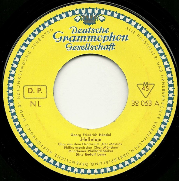 Bild Georg Friedrich Händel, Münchner Philharmoniker, Philharmonischer Chor München, Rudolf Lamy – Halleluja | Vinyl, 45 RPM, 7″, Mono | Classical | Germany Schallplatten Ankauf