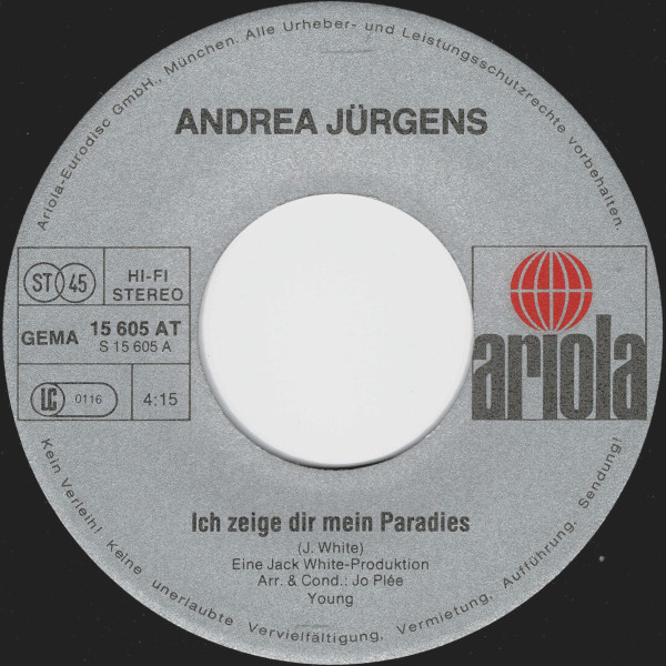 Cover zu Andrea Jürgens - Ich Zeige Dir Mein Paradies | 1978 | Vinyl, Stereo, 45 RPM, 7
