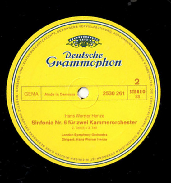 Cover zu Hans Werner Henze, London Symphony Orchestra - Sinfonia Nr. 6 Für Zwei Kammerorchester = Sinfonia No. 6 For Two Chamber Orchestras | Vinyl, LP, Stereo | Classical | Germany