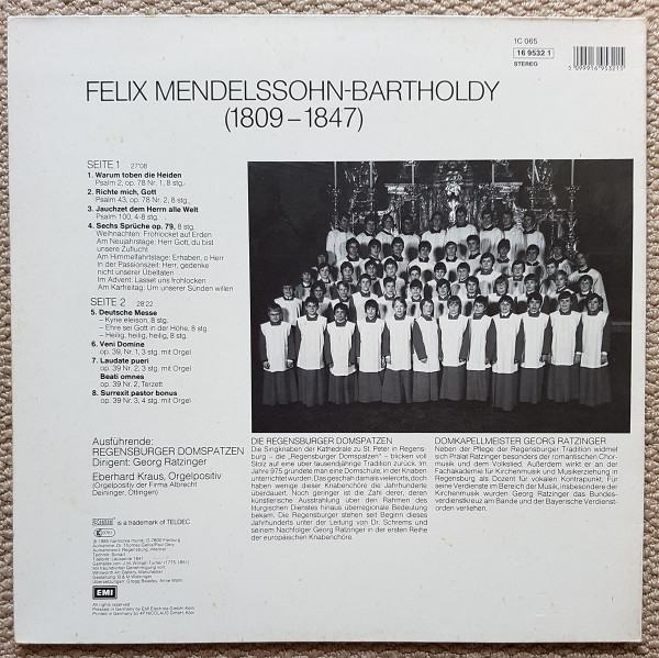 Bild Felix Mendelssohn-Bartholdy, Regensburger Domspatzen, Georg Ratzinger – Jauchzet Dem Herrn Alle-Welt Geistliche Chormusik | Vinyl, LP, Stereo | Classical | Germany Schallplatten Ankauf