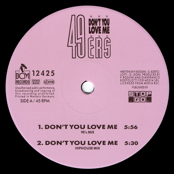 Cover zu 49ers - Don't You Love Me | 1990 | Vinyl, 12