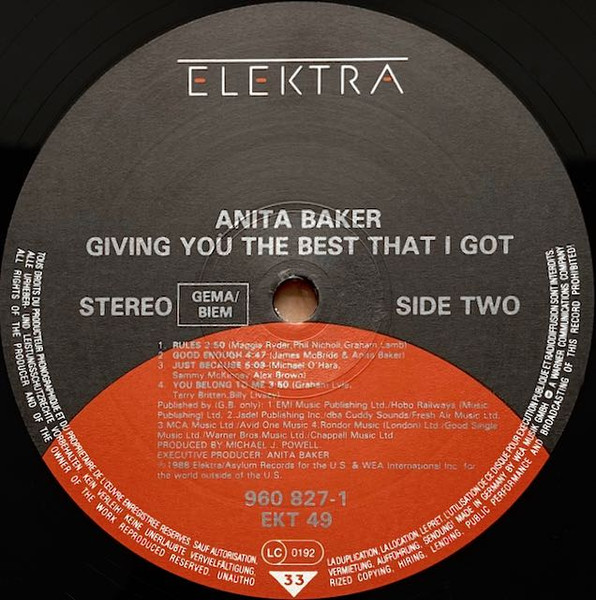 Cover zu Anita Baker - Giving You The Best That I Got | 1988 | Vinyl, LP, Album, Stereo | Jazz, Funk / Soul | UK & Europe