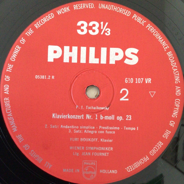 Cover zu Pyotr Ilyich Tchaikovsky - Yuri Boukoff, Wiener Symphoniker, Jean Fournet - Klavierkonzert Nr. 1 | Vinyl, LP, Mono, 10