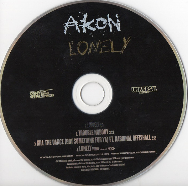 Cover zu Akon - Lonely | 2004 | CD, Maxi-Single, Enhanced | Hip Hop, Funk / Soul | Europe