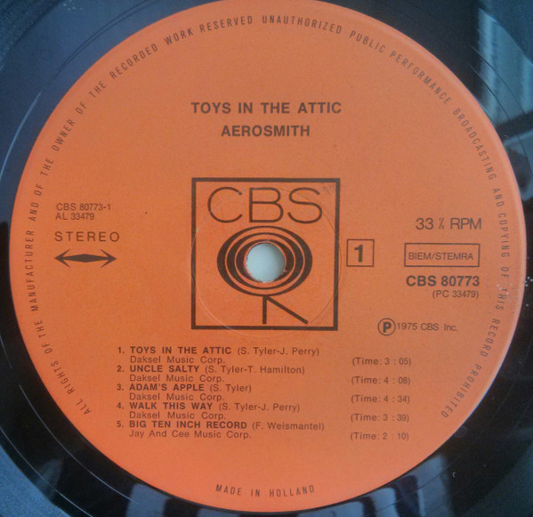 Cover zu Aerosmith - Toys In The Attic | 1975 | LP, Album | Rock | Europe