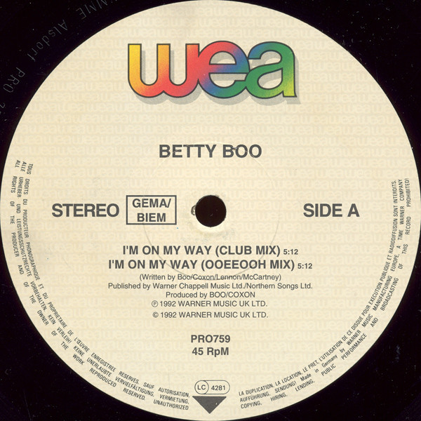 Bild Betty Boo – I’m On My Way | Vinyl, 12″, Promo | Electronic | Germany Schallplatten Ankauf
