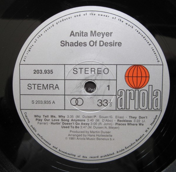 Cover zu Anita Meyer - Shades Of Desire | 1981 | Vinyl, LP, Album | Pop | Netherlands