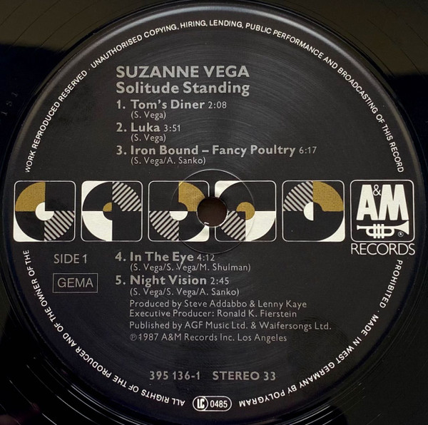 Cover zu Suzanne Vega - Solitude Standing | 1987 | Vinyl, LP, Album, Stereo | Rock | Europe