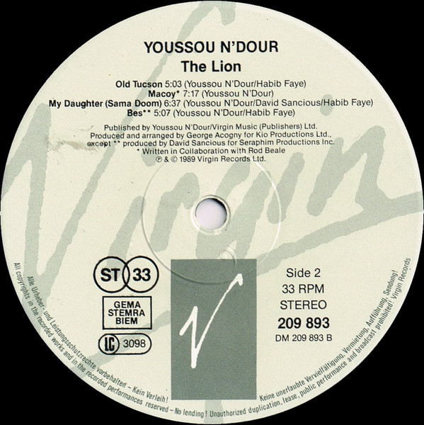 Cover zu Youssou N'Dour - The Lion | Vinyl, LP, Album | Rock, Pop, Folk, World, & Country | Europe