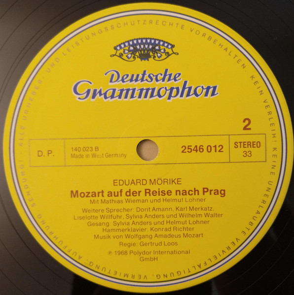 Cover zu Eduard Mörike / Mathias Wieman, Helmuth Lohner - Mozart Auf Der Reise Nach Prag | 1977 | Vinyl | Non-Music, Classical | Germany