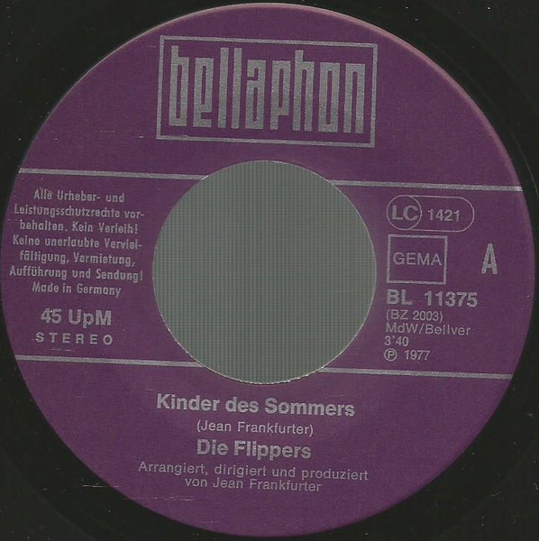 Cover zu Die Flippers - Kinder Des Sommers | 1977 | Vinyl, Stereo, 45 RPM, 7