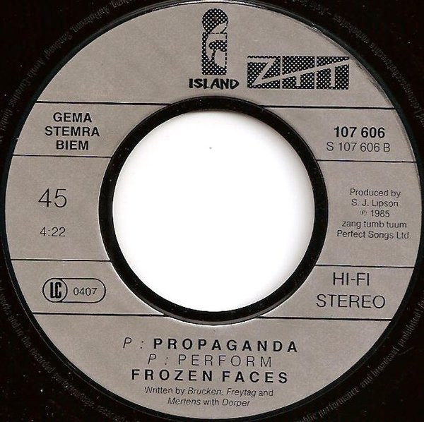 Cover zu Propaganda - p: Machinery | 1985 | Vinyl, Stereo, 45 RPM, 7