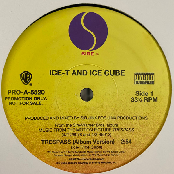 Bild Ice-T And Ice Cube – Trespass | Vinyl, 12″, 33 ⅓ RPM, Promo | Hip Hop | US Schallplatten Ankauf