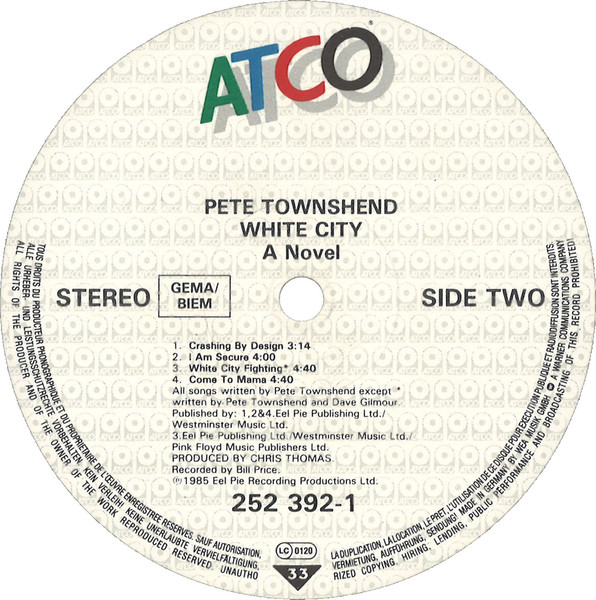 Cover zu Pete Townshend - White City (A Novel) | 1985 | Vinyl, LP, Album, Stereo | Rock | Europe