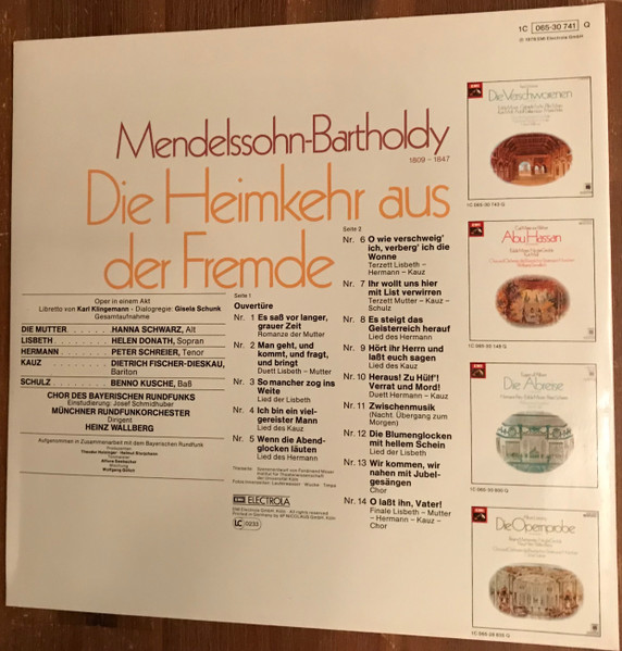 Cover zu Felix Mendelssohn-Bartholdy, Helen Donath, Hanna Schwarz, Peter Schreier, Dietrich Fischer-Dieskau, Benno Kusche, Chor Des Bayerischen Rundfunks, Münchner Rundfunkorchester, Heinz Wallberg -