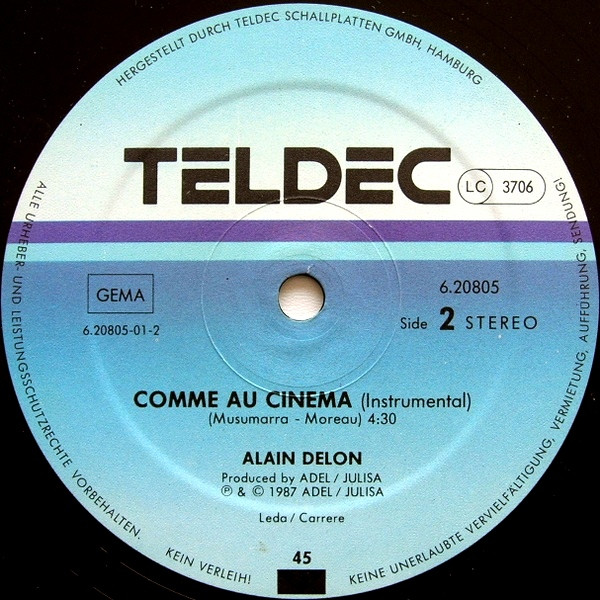 Cover zu Alain Delon - Comme Au Cinema | 1987 | Vinyl, 12