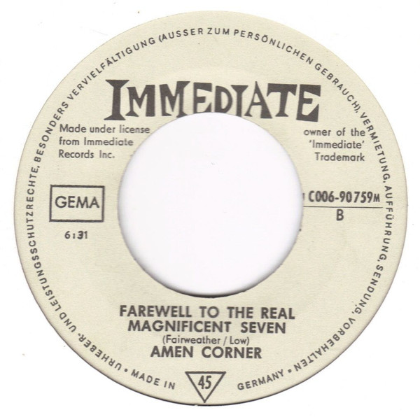 Cover zu Amen Corner - Get Back | 1969 | Vinyl, 45 RPM, 7