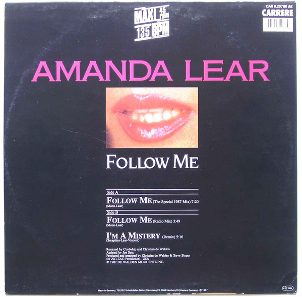 Cover zu Amanda Lear - Follow Me (The Special 1987-Mix) | 1987 | Vinyl, 12