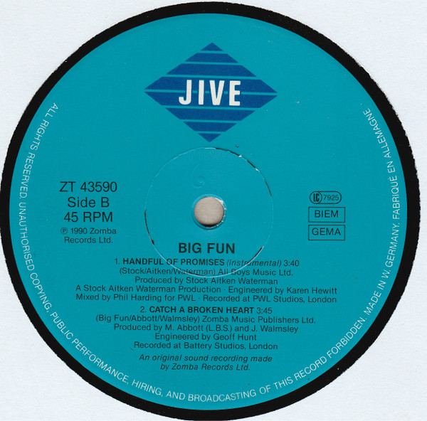 Cover zu Big Fun - Handful Of Promises | 1990 | Vinyl, 12