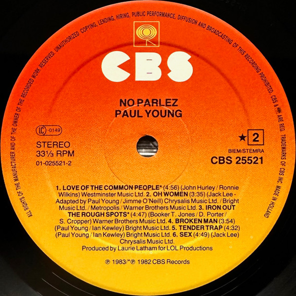 Cover zu Paul Young - No Parlez | 1983 | Vinyl, LP, Album, Stereo | Rock, Funk / Soul, Pop | Europe